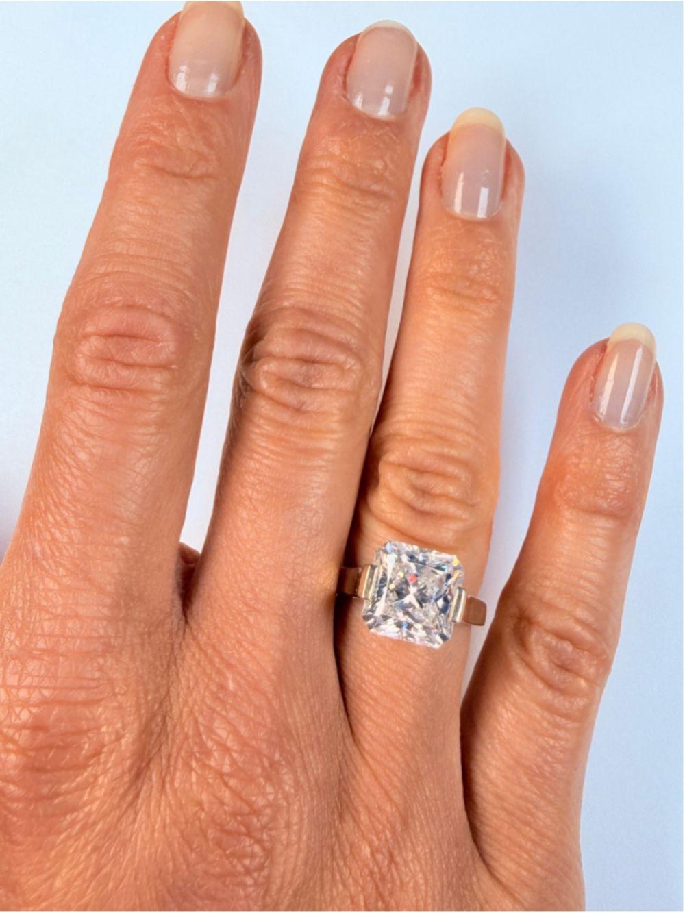 Modern Cushion Cut 7.5 CT Cubic Zirconia Solitaire 925 Sterling Silver Ring